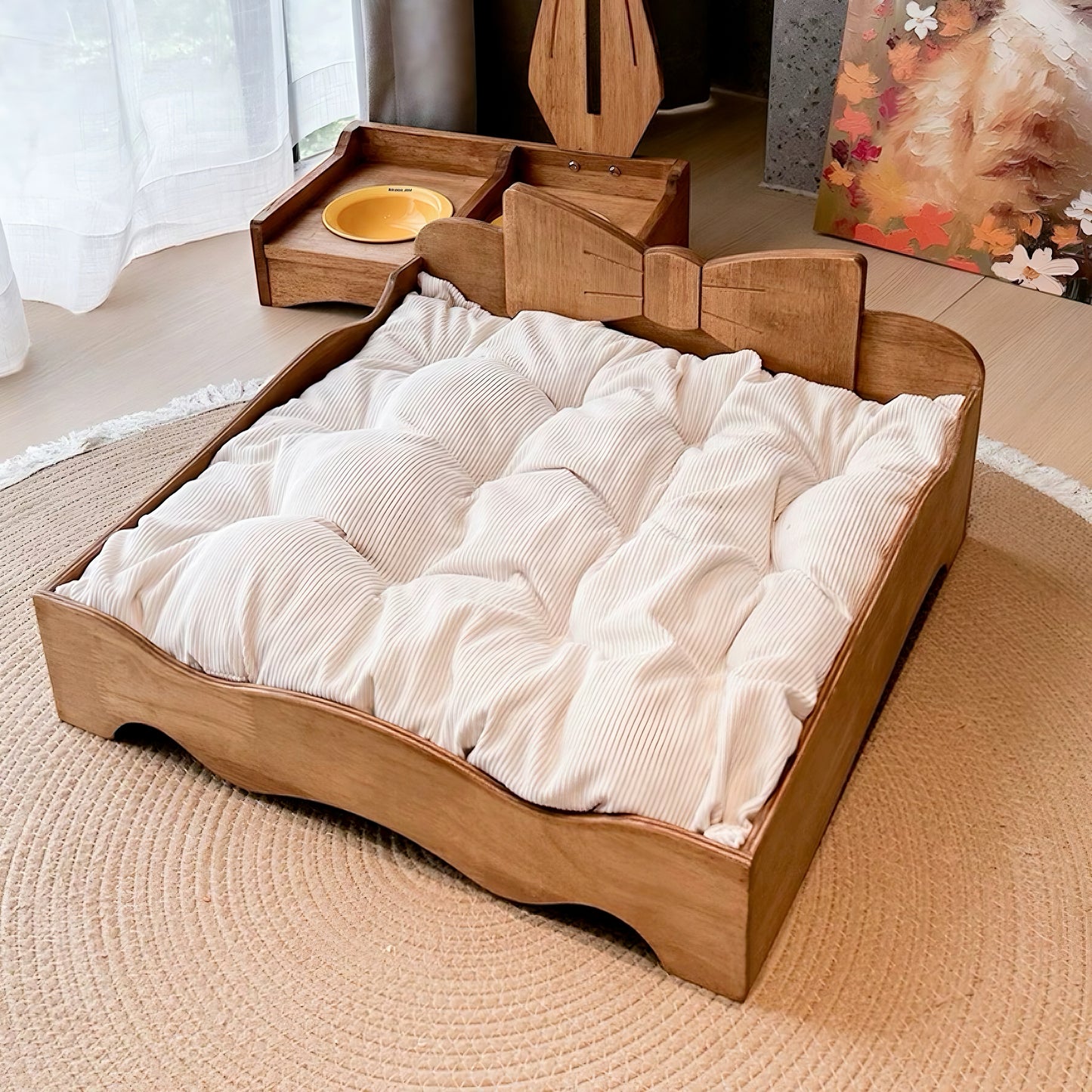 SnuggleNest Luxe Wooden Pet Bed