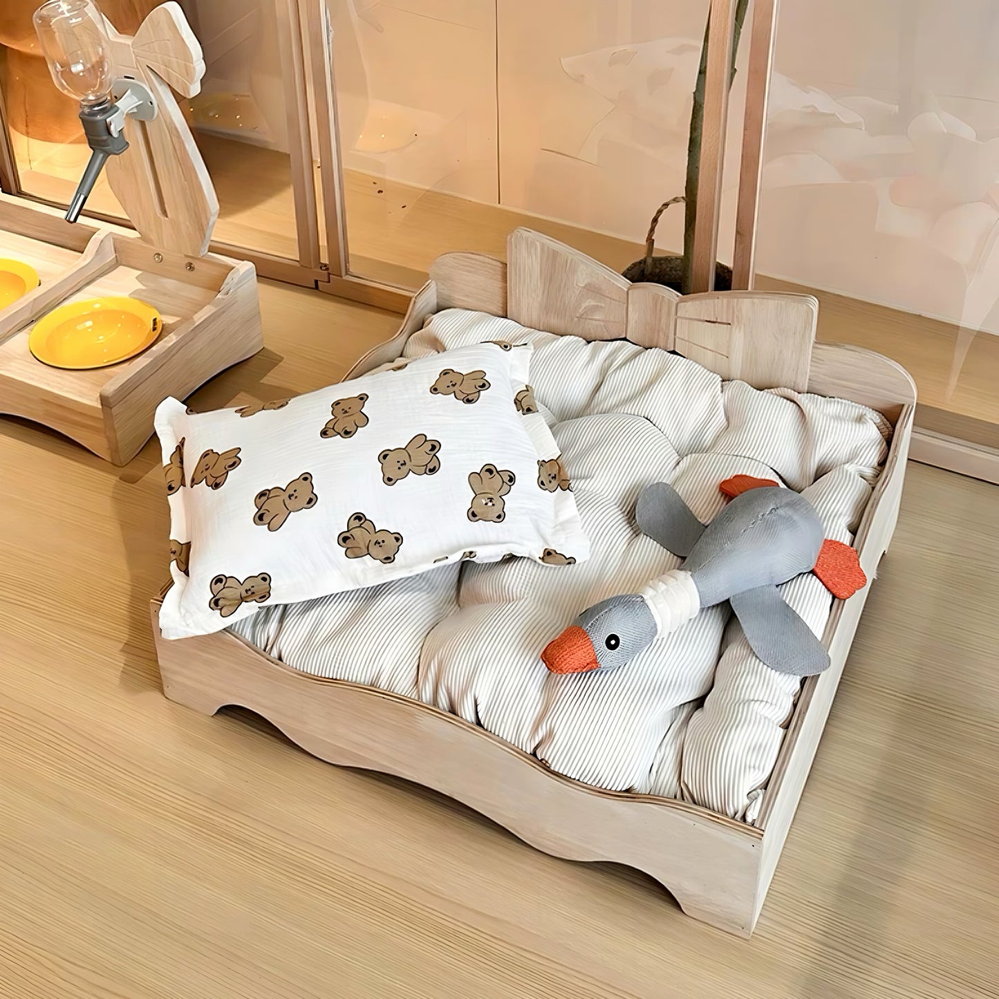SnuggleNest Luxe Wooden Pet Bed