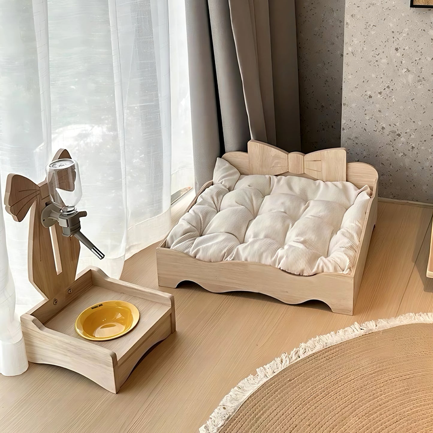 SnuggleNest Luxe Wooden Pet Bed