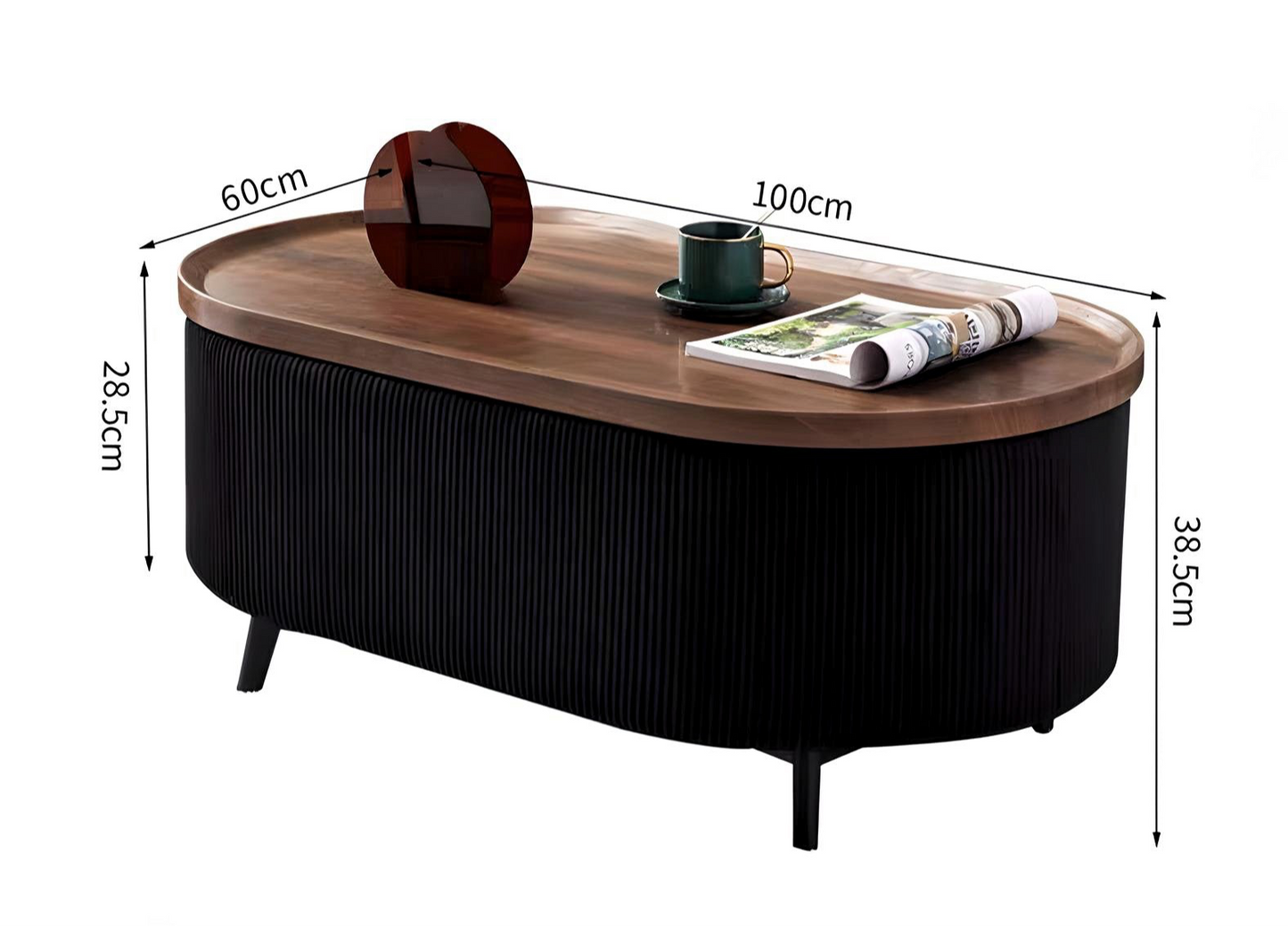 Ellipse Elegance Storage Coffee Table Set