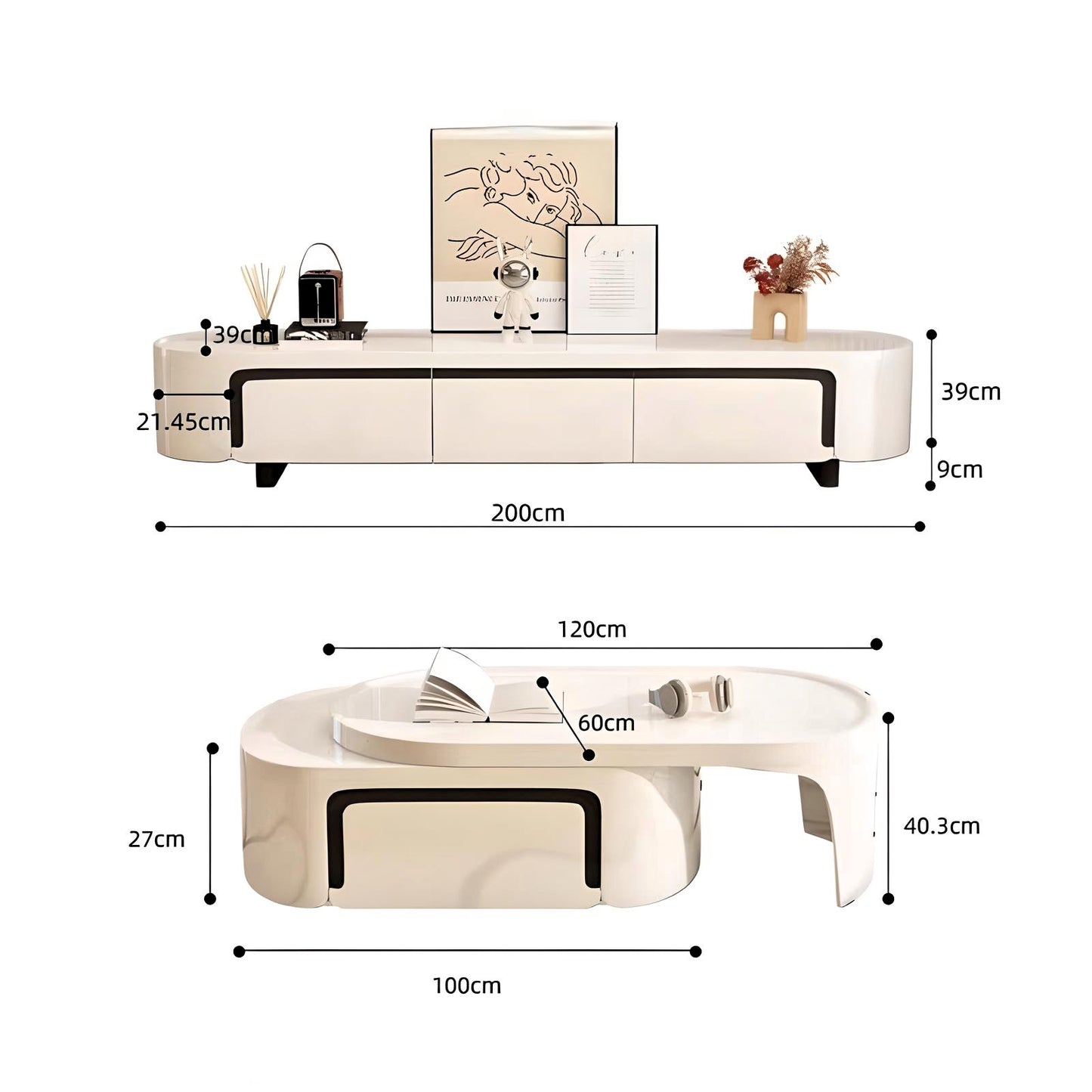 Eleganza Curve Coffee Table Set