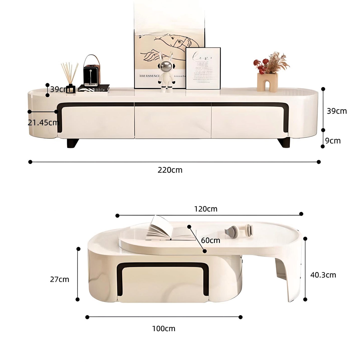 Eleganza Curve Coffee Table Set