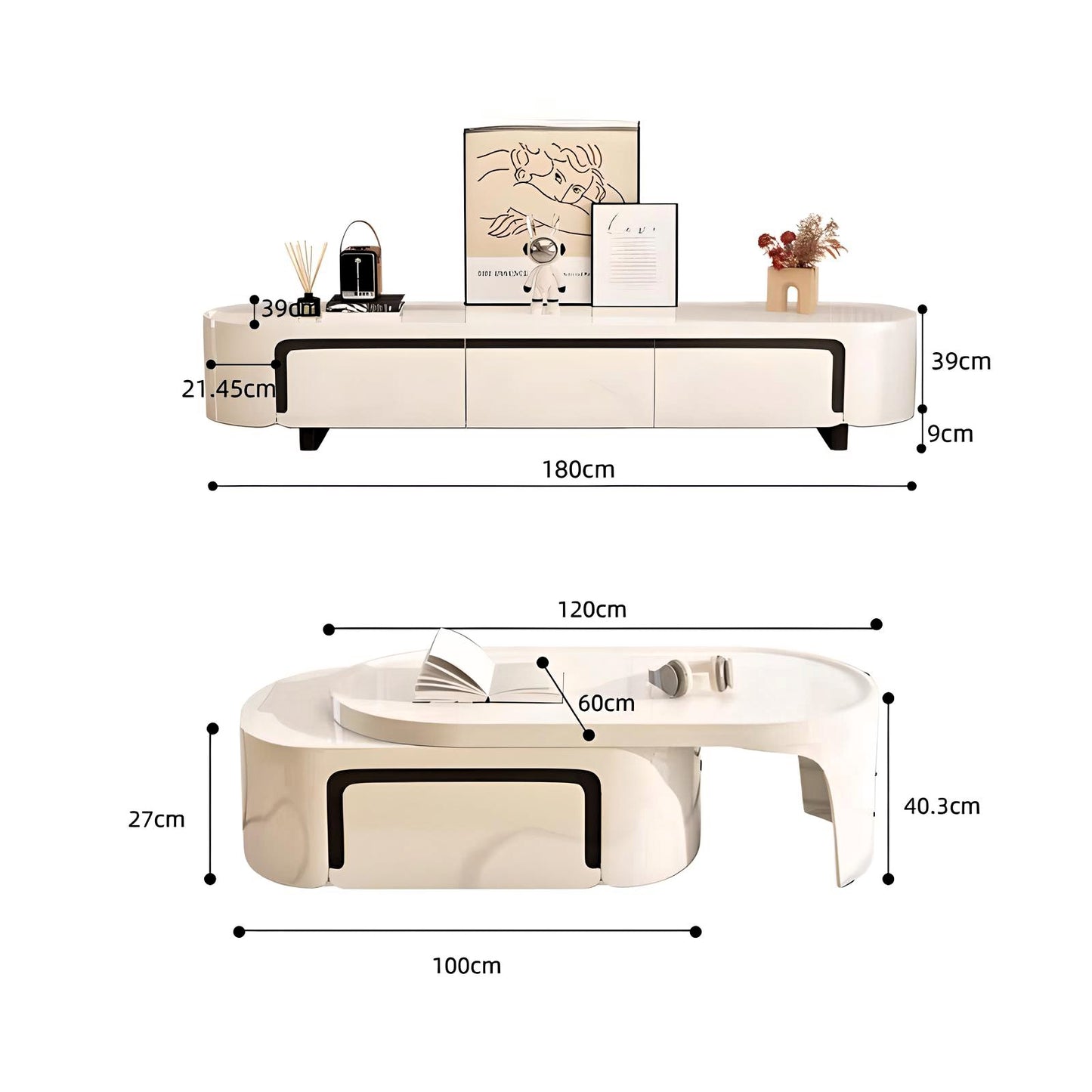 Eleganza Curve Coffee Table Set