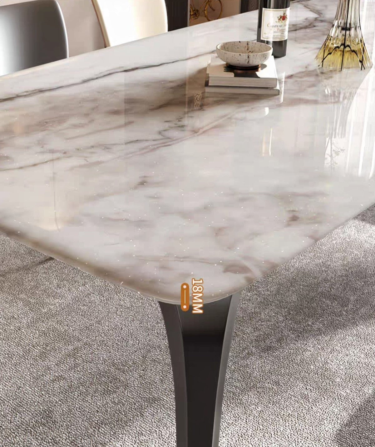 Luxe Marquina Marble Dining Set