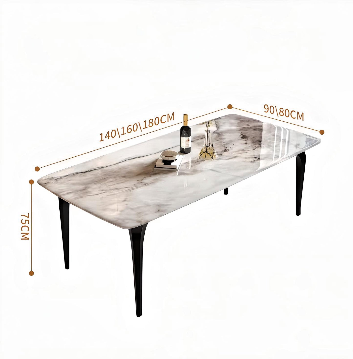 Luxe Marquina Marble Dining Set