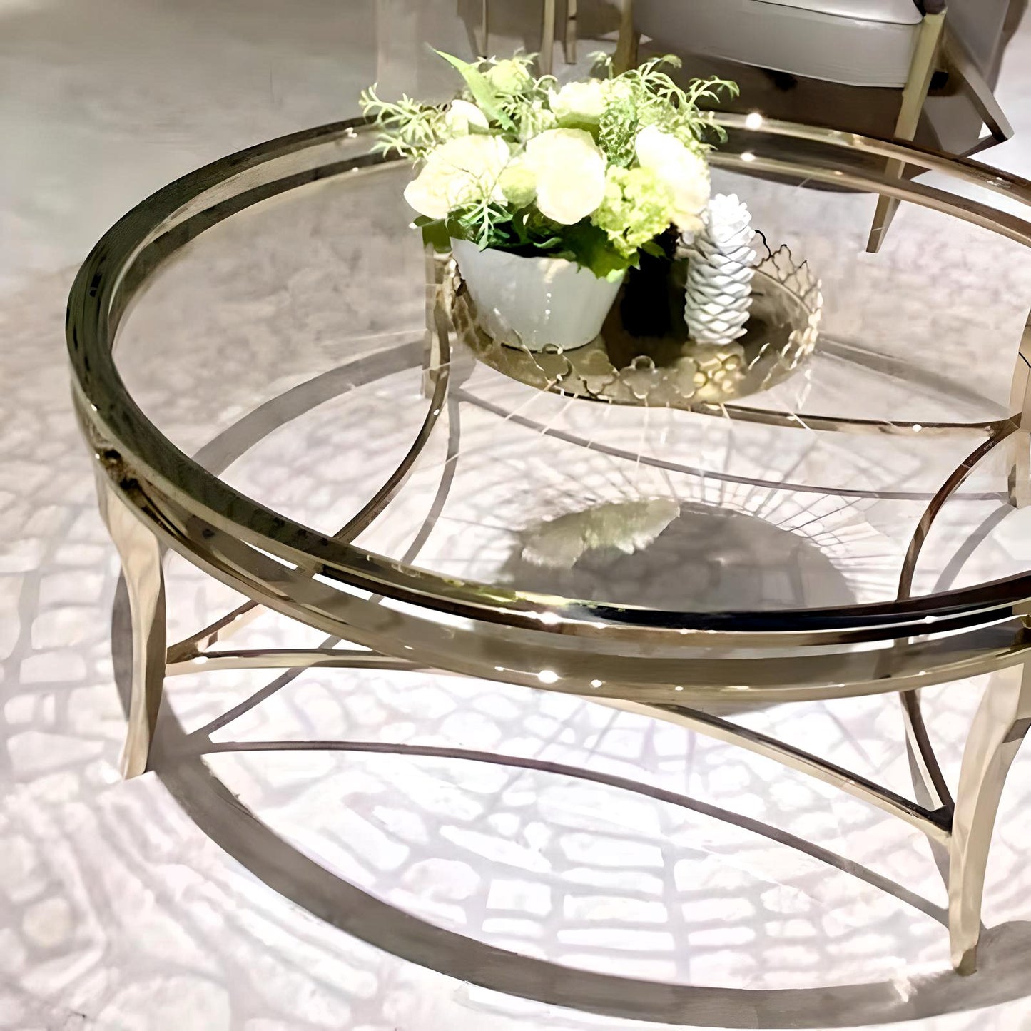 Elegance Round Glass Coffee Table